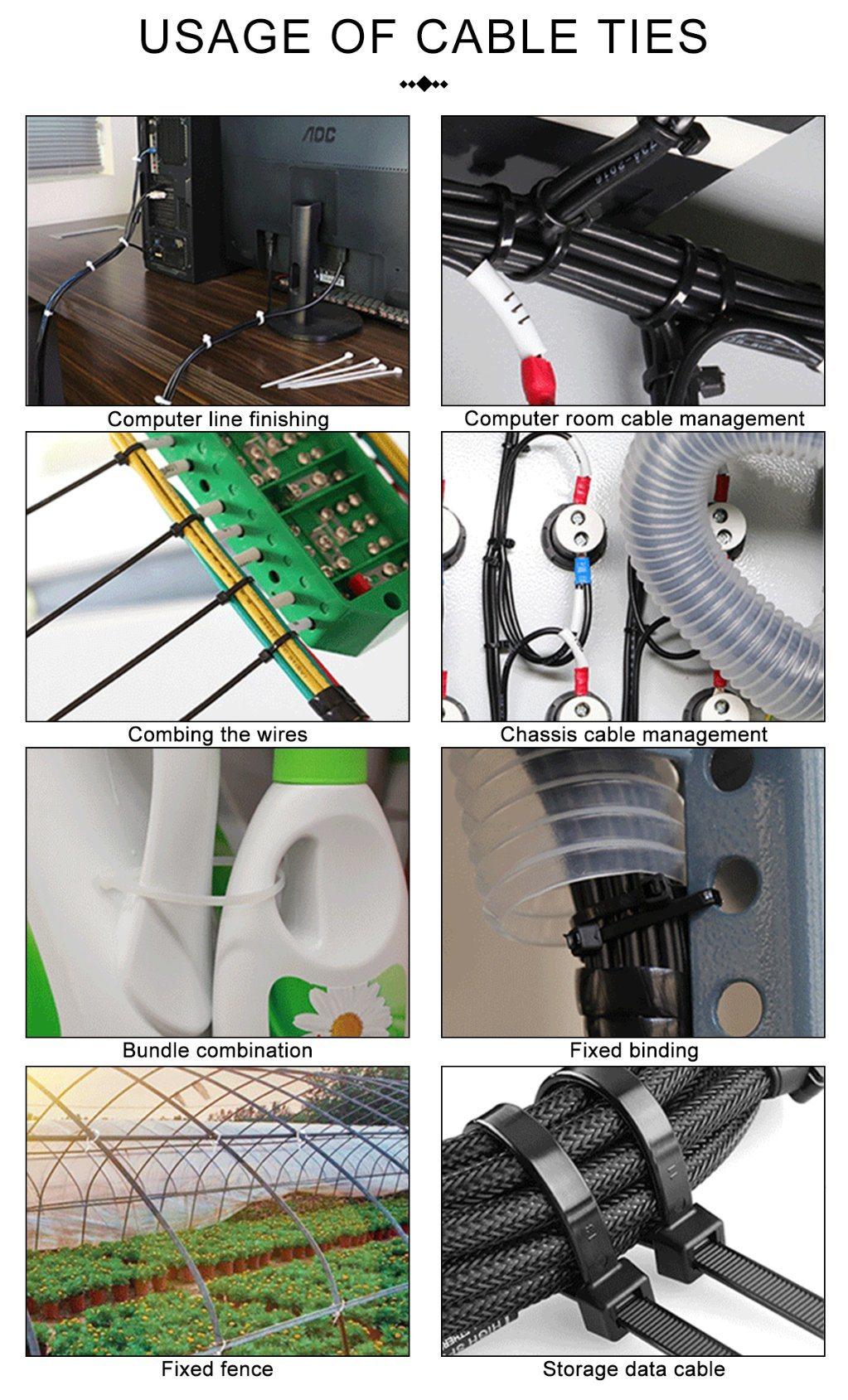 Supplier 4.8*300mm Plastic Nylon 66 Wire Self-Locking Kabelbinder Zipties