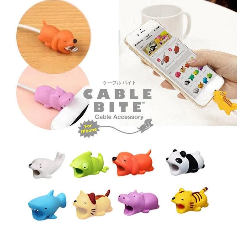 Cartoon Phone Charger Protector Soft Cord Cute Animal Cable Bite Accessories