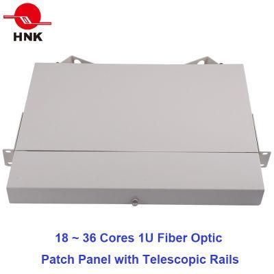 36 Cores 1u Rack Mount Patch Panel with Telescopic Rails