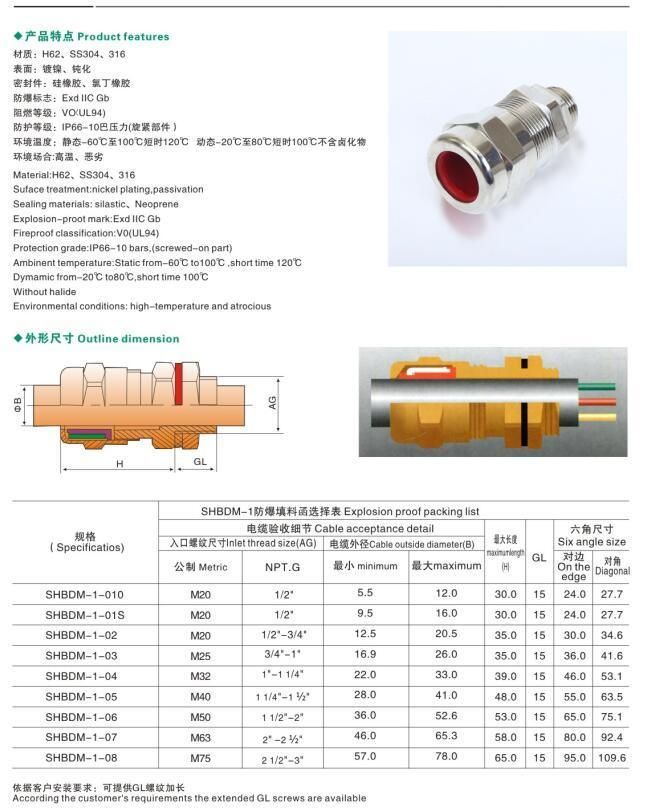 Made in China Industrial Explosion Proof Explosion Proof Metal Cable Glands