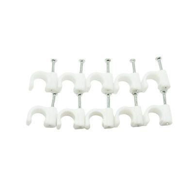 Hot Sale PE Plastic with Steel Nail Complete Sizes Circle Flat Nail Cable Clips