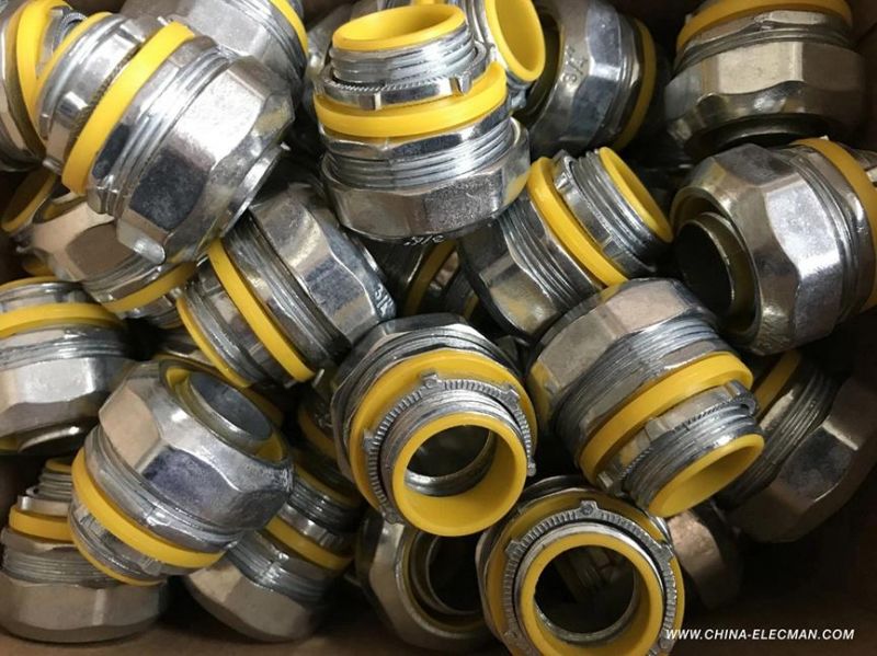 Connector Impermeable a Liquido Con Aislante Amarillo Zinc Liquid Tight Connector Straight Type