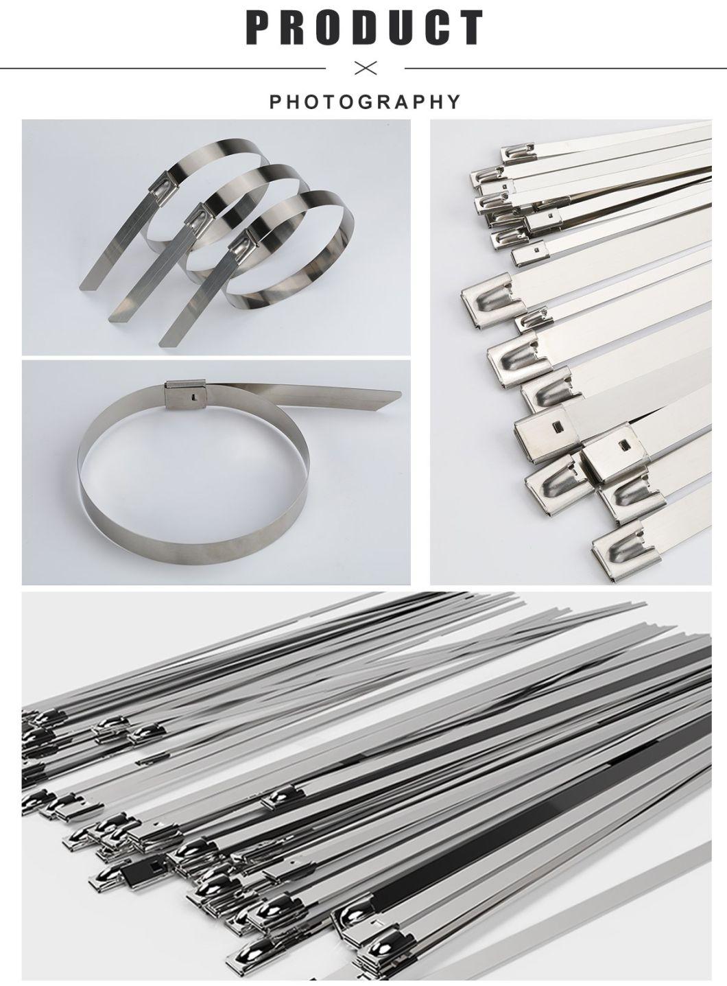 7.9X400mm 304 316 Ball Lock Self-Locking Stainless Steel Cable Ties