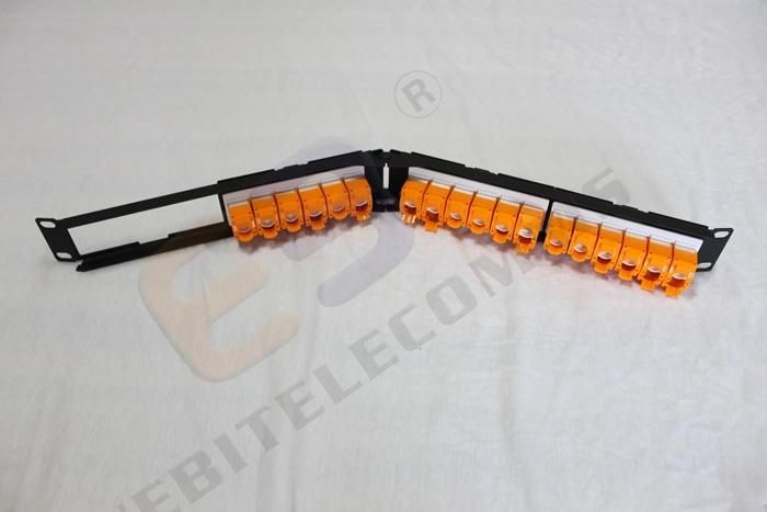 45 Degree Angled 19′′ 1u 24 Ports CAT6A UTP Patch Panel