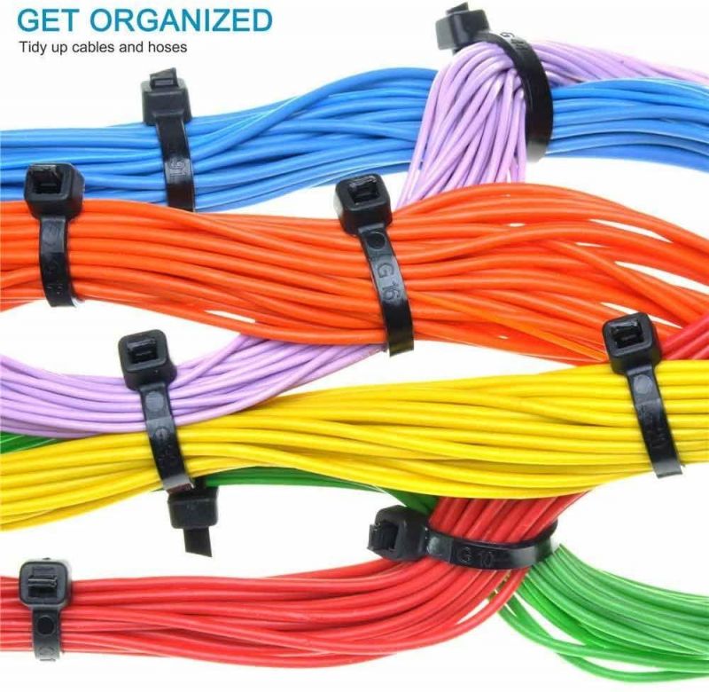 100PCS Cable Zip Ties Heavy Duty 8 Inch, Premium Plastic Wire Ties with 50 Pounds Tensile Strength, Self-Locking Black Nylon Tie Wraps for Indoor and Outdoor