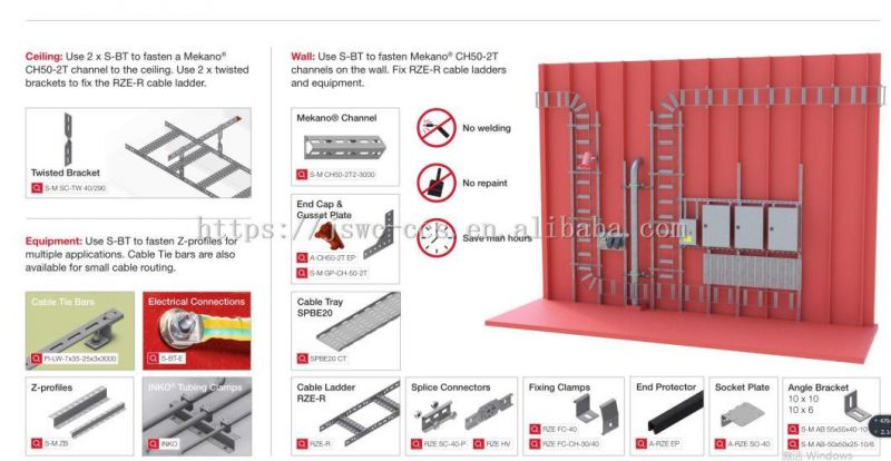 Galvanized Steel Cable Tray and Perforated Cable Tray Supporting System
