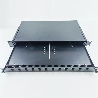 Aalobne Factory Price Black Pull-Pull Sliding Type 12/24 Port Customized Adapter Fiber Optic Patch Panel