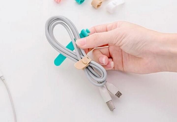 Silicone Cute Candy Color Creative Anti-Loss Earphone Cable Tie Wrap