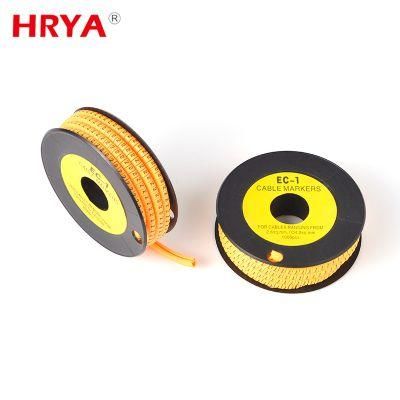 Yellow Color Round PVC Cable Marker Sleeve, Plastic Colorful Fiber Runner Ms-100 Wire Cable Marker