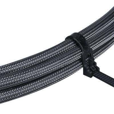 Custom 7.6*400mm Black Nylon 66 Heavy Duty Reusable Zip Ties