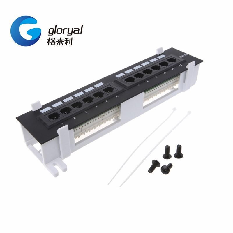 10 Inch 12 Port Wall-Mounted Patch Panel 12 Port Cat5 CAT6 Patch Panel RJ45 Networking Wall Mount Rack Mount Bracket