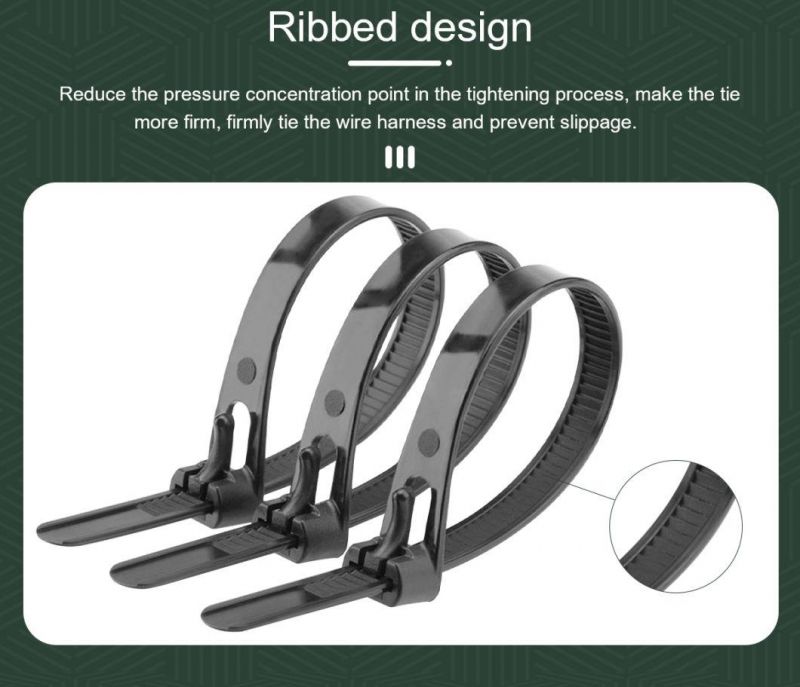 Supplier 4.8*300mm Plastic Nylon 66 Wire Reusable Cable Ties