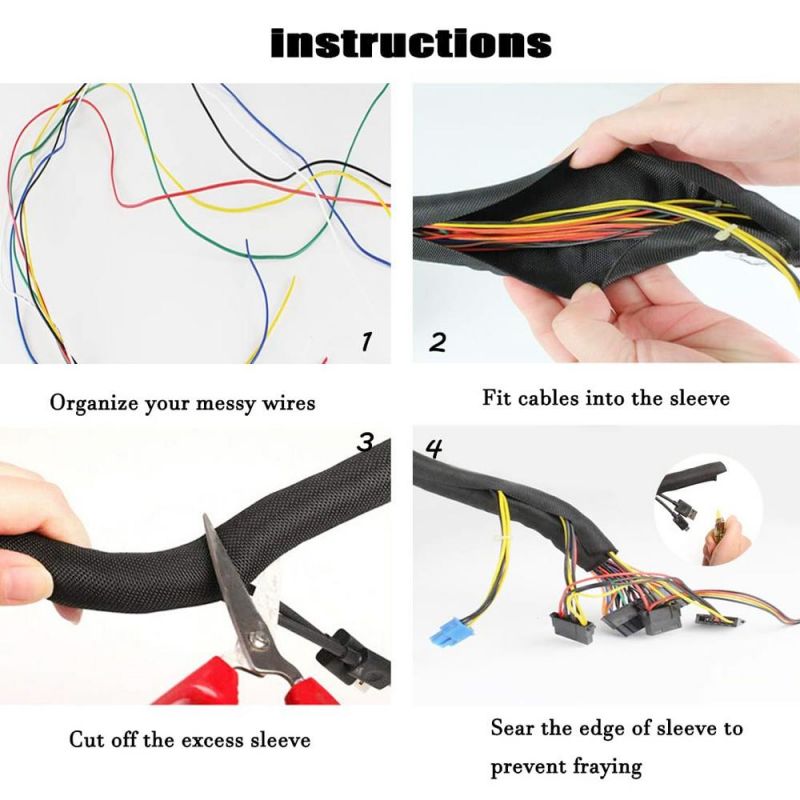 Woven Wrap Around Cable Wrap Cable Organizer for TV Computer Wire Collector