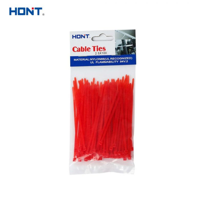 Red Plastic Ht-2.5*160mm Self Locking Nylon Cable Tie with Reach
