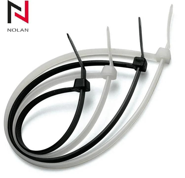 -40 Degree Nylon 66 Black Plastic Zip Cable Tie Nylon Clamp 4.8 mm Width Plastic Zip Cable Tie