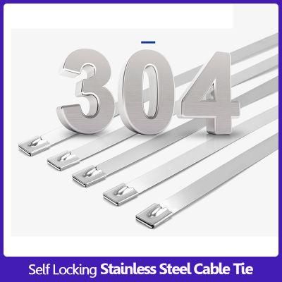 Self Locking 304 Stainless Steel Zip Cable Tie 7.9mm Ball Lock Metal Wire Cable Wrap Tie