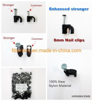 8mm Nail Clips Black Color Enhanced Stronger 8mm Plastic Circle Round Cable Nail Hook Cable Clip