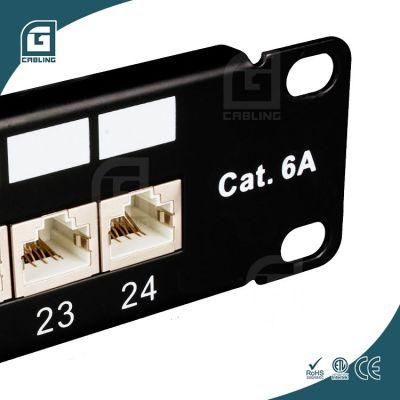 Gcabling Factory Supply CAT6A 24 Port Loaded High Speed Patch Panel