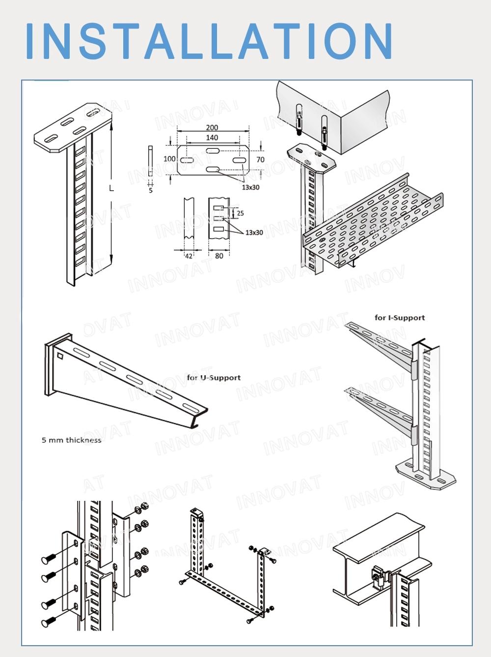 Factory Supply High Quality Ventilated or Perforated Trough Cable Tray FRP for GRP Ladder Cable Tray