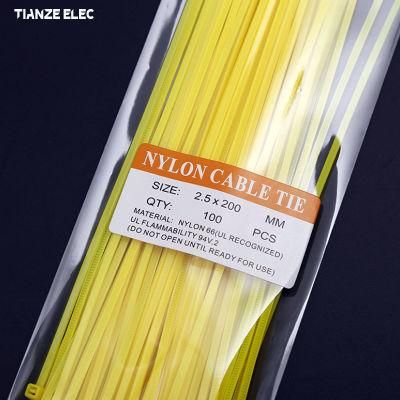 2.5X200mm 8inches Yellow UV-Anti Self-Locking Nylon Cable Ties