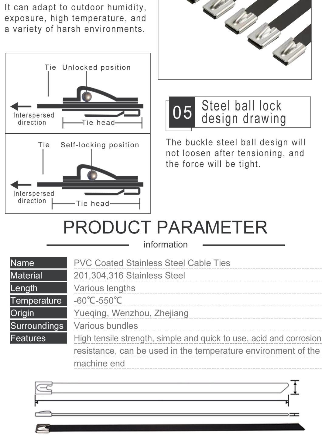 PVC Coated Stainless Steel Cable Ties Metal Wire Ties Stainless Steel Cable Tie