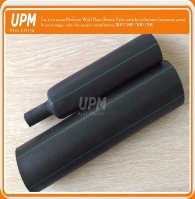 Co-Extrusion Medium Wall Heat Shrink Tube with Four Thermochromatic Paint Lines Change Color for Proper Installation 1100 1300 1500 1700