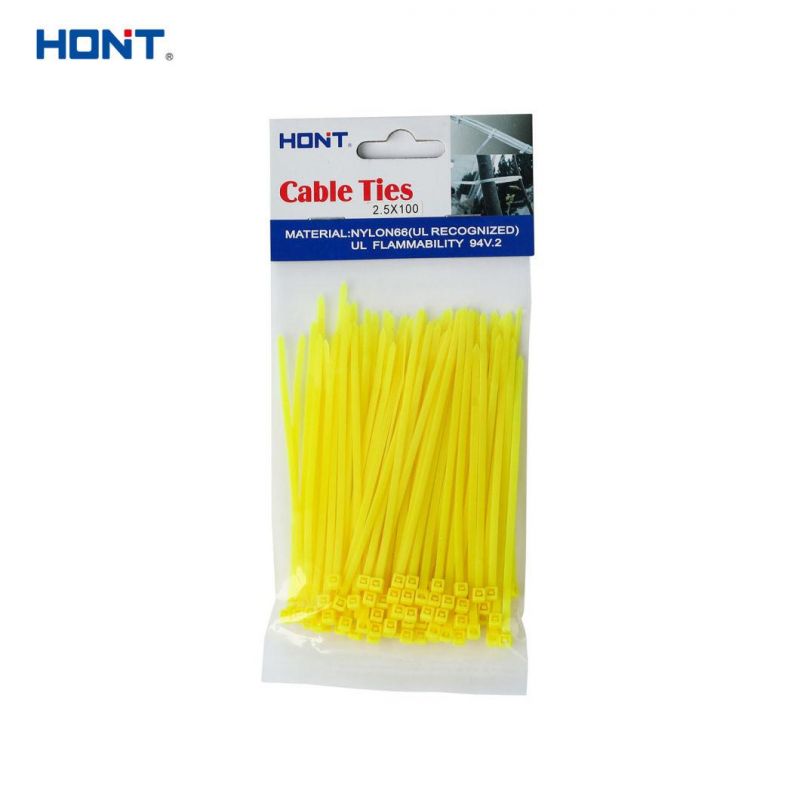 Manufacutre Plastic Nylon 66 Yellow 4.8*380mm Cable Tie with RoHS