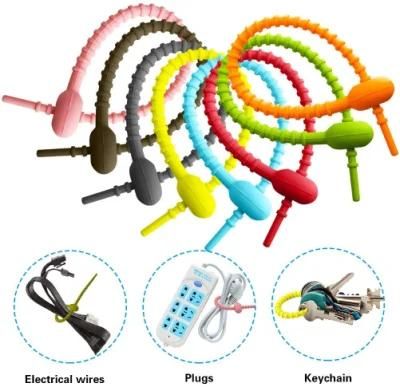 Colorful Silicone Twist Ties Bag Clip Cable Straps Bread Tie Household Snake Ties