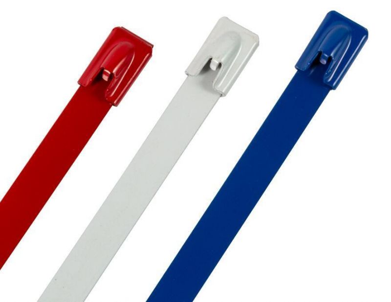 Epoxy Polyester Fully Coated Ball Lock Stainless Steel Cable Ties with UL