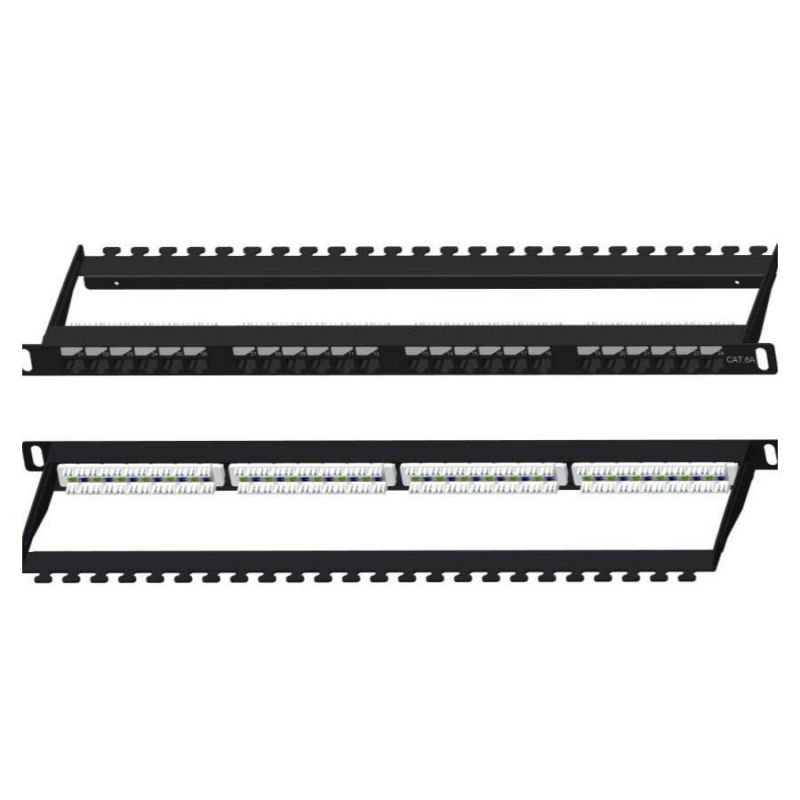 UTP 0.5u Aluminium Alloy Patch Panel CAT6A 24 Port MDF Network Rack Patch Panel with Bracket
