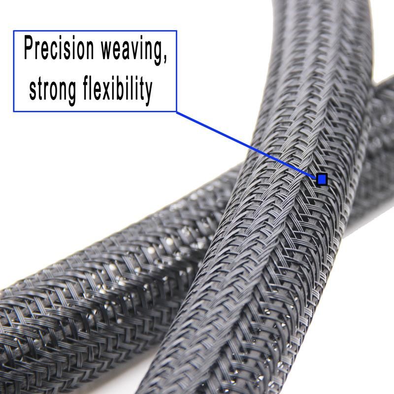 3mm Semi-Closed Sleeving Black Flame Retardant Split Braided Self Wrapped Sleeving