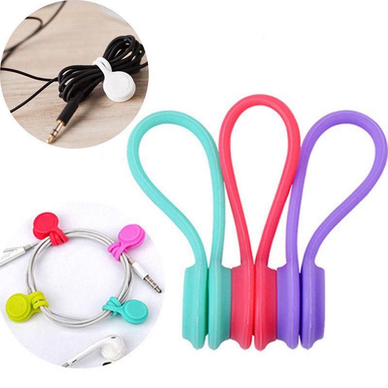 Magnetic Headphone Cord Winder Wrap Organizer Cable Ties Silicone Holder