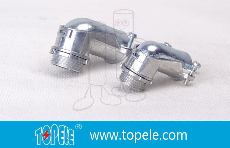 90 Degree Metal Zinc Flexible Conduit and Fittings Squeeze Angle Connectors