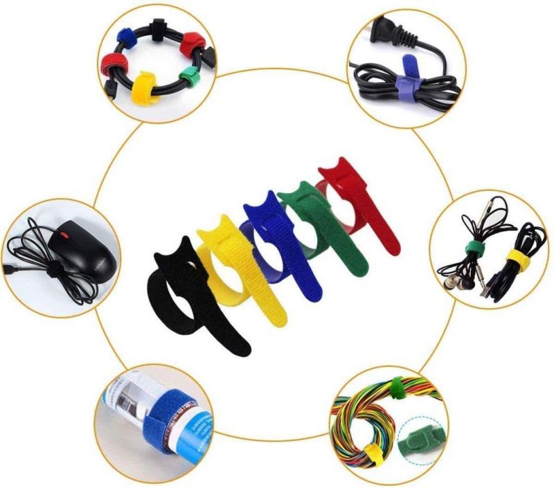 Reusable Nylon Logo Hook Loop Cable Ties Cabel Straps for Wire Tidy