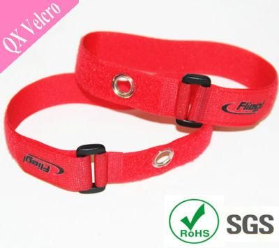 Colored Nylon Buckle Hook Loop Straps with Eyelet Hole