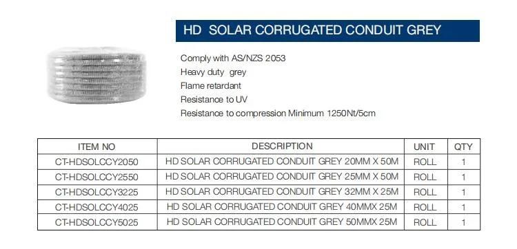Gray Color Heavy Duty UV Resistance Solar Conduit on Roof
