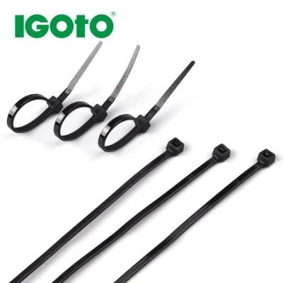 China Fatory Supplier UL UV RoHS Free Sample 8 10 12 14 Inch Nylon 66 Material PA66 Black Nylon Selflocking Cable Tie Zip Tie