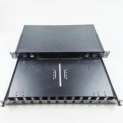 Abalone Fiber Optic Patch Panel 12 LC Duplex Fiber Splicing Patch Panel Kit with Cable Management Pigtails Adapters Splice Trays