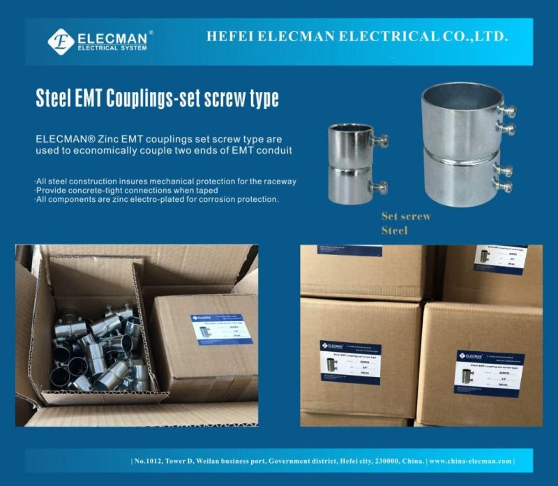 UL Certificate Steel EMT Coupling Set Screw Type EMT Copla UL Certificado