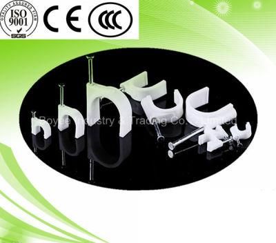 Steel Nail Round Cable Clip with White and Black Color