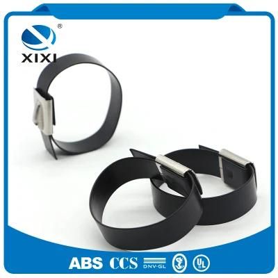 Black Color PVC Coated Metal Zip Cable Ties