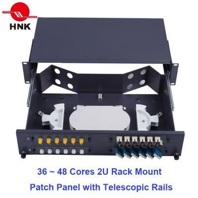 24~48 Cores 19&quot; 1u/2u Fiber Optic Rack Mount Patch Panel ODF