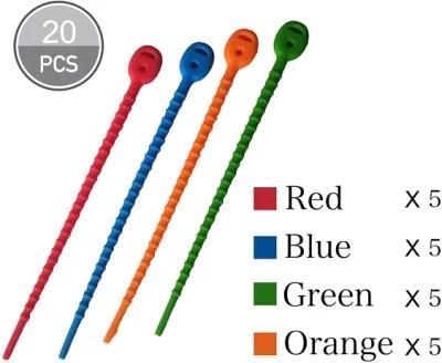 Colorful Silicone Twist Tie Bag Clip Ties Cable Straps Bread Tie Household Snake Ties