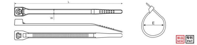 Wire Straps Black Hta-7.2*530 Plastic Cable Tie with TUV