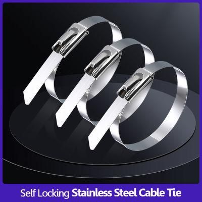 304/316/201 Stainless Steel Cable Tie 4.6mm Banding Wholesale Self Locking Zip Ties Marine Outdoor Fixed Metal Cable Ties