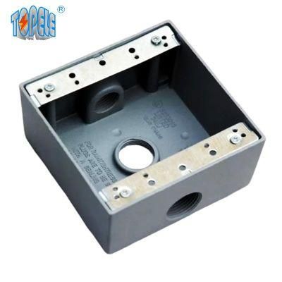 2&prime;&prime; Depth Two Gang 3*3/4 Holes Aluminum Weatherproof Gray Outlet Box