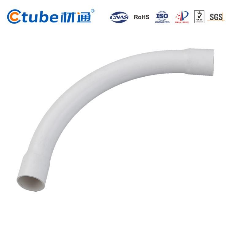 Supplier of Custom Waterproof Flameproof Pipe Conduit Fittings PVC 90 Degree Bend Pipe