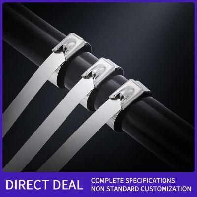 304 Stainless Steel Cable Tie Self Locking Marine Bridge White Steel Strip Steel Metal Ball Lock Uncoated Wire Tie