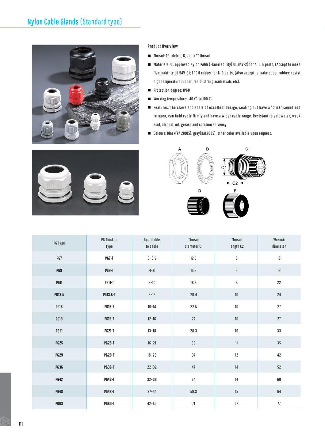 Hot Sale Standard Pg Type Nylon Cable Gland