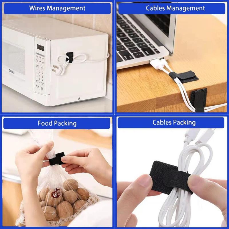 High Quality Cord Organizer Hook and Loop Wire Clips Cord Holder Self-Adhesive Cable Clamp for Wall, Desk